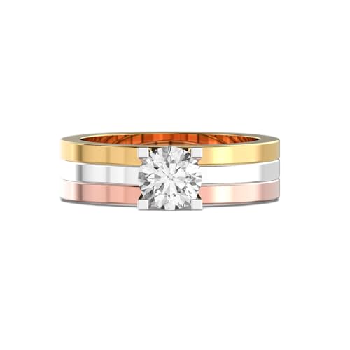 Bague moissanite Dreon Fusion argent 925 trois tons fait main pour femme WWJR_0141