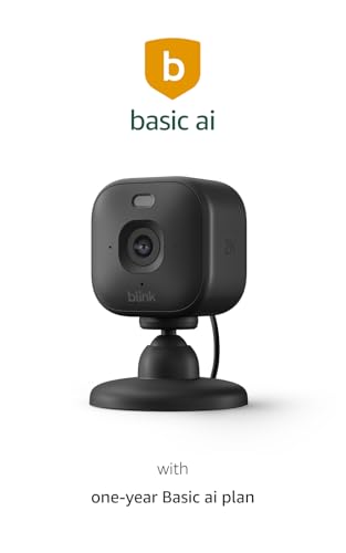 Image of Blink Mini 2K+ (newest model) with 1-year Basic ai plan - Plug-in Home & Pet Security Camera with 2K video resolution, color night vision, enhanced audio, motion detection - 1 camera (Black)