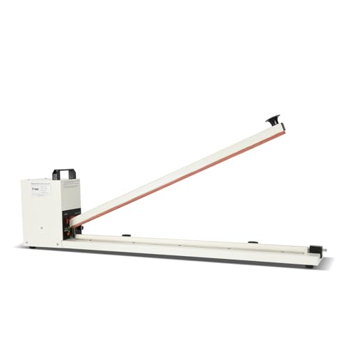 R-PACK Impulse Heat Sealer with Seal bar, Heavy-Duty Bag Sealing & Cutting Machine, 8mm Sealing Width, 1 Extra Replacement (white, 30 inch)