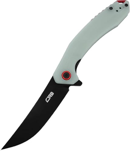 CJRB Gobi Klappmesser mit 8.9 cm AR-RPM9-Stahlklinge & Schwarz G10-Griff, Taschenmesser mit Gürtelclip für Camping Überleben, Natürliches Grün (J1906)
