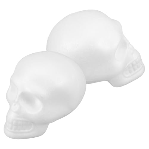 Operitacx 2pcs Foam Halloween Skull Heads Realistic Polystyrene Human Skeleton Head DIY Craft Props for Halloween Party Home Table Decorations