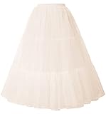 GRACE KARIN Women's Mid Length Petticoats Long Wedding Petticoat Slips Crinoline Underskirt for Prom Evening Wedding Dress(S, Beige)