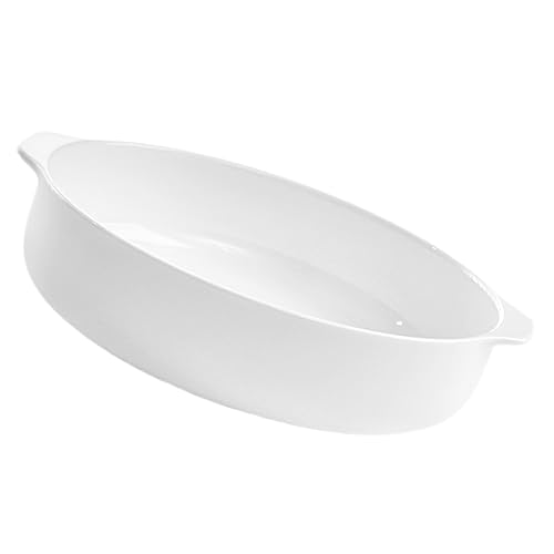 CLISPEED Placa Binaural Horneado Ovalado Juez Manejar Gratén Bol Plato De Pastel Plato Hondo Para Pastel Horneado Rectangular Sartén Blanca Asado Molde Para Pastel Cacerolas Cerámica
