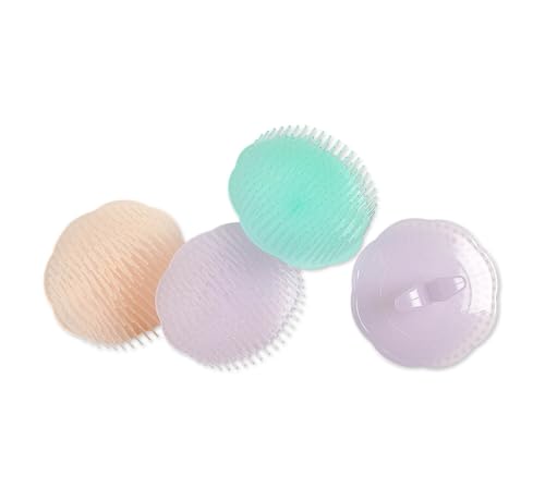 Image of Zodiac Round Finger Combs, Set of 4, Pastel Colours, Soft Bristles for Hair Detangling and Washing
