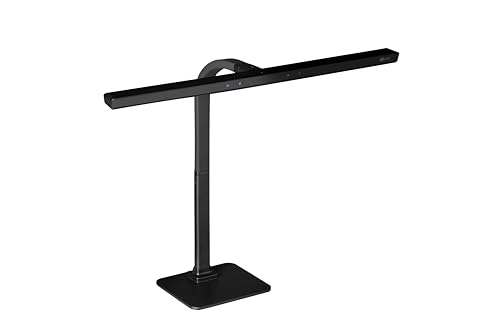 Alco-Albert 939-11 - LED Bildschirmlampe mit Standfuß, 60 cm, schwarz, 5-fach dimmbar, 4 Farbtemperaturen, Aluminium Monitorlampe mit Lichtsensor und ECO-Timer
