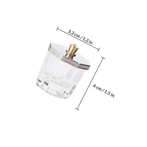 3 vasos de cristal para arte de uñas con tapa de acero inoxidable miniatura 2