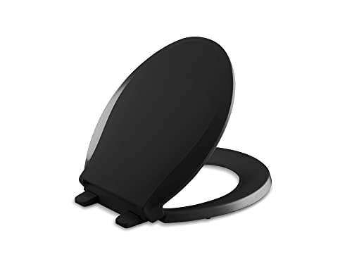 Image of KOHLER K-4639-7 Cachet Quiet Close Toilet Seat, Black, Round
