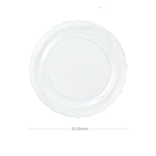 Conflech 100 Pieces Clear Plastic Plates - 10.25 inch Clear Dinner Disposable Plates - Premium Hard Disposable Dinner Plates - Party Supplies for Birthdays, Celebrations, Wedding and Events - Thumbnail 4