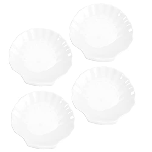 ABOOFAN 4Pcs Shell Shaped Food Plates Novelty Breakfast Serving Dishes Kitchen Supplies for Snacks Dips and Appetizers Easy to Clean and Dishwasher Safe