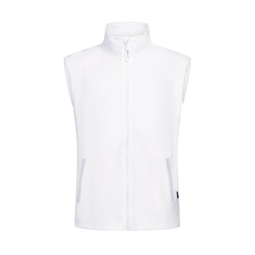 EXNER Herren-Fleeceweste, Ärmellos, Stehkragen, Seiteneingrifftaschen, Zipper, weiß, Größe S
