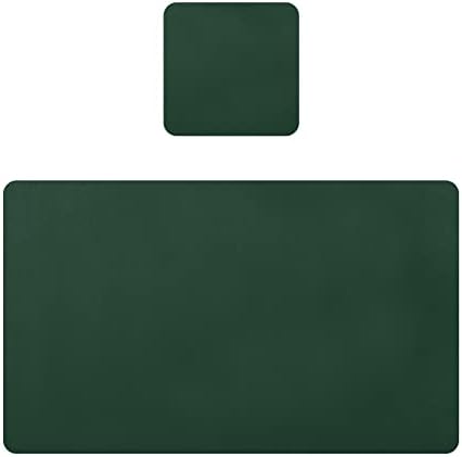 2 Pack Place Mats Coasters Set Plain Dark Green Bush Color Waterproof Placemats Faux Leather Dining Table Mat Heat-Resistant Placemat Drink Coaster for Dinner/Kitchen/Party/Restaurant