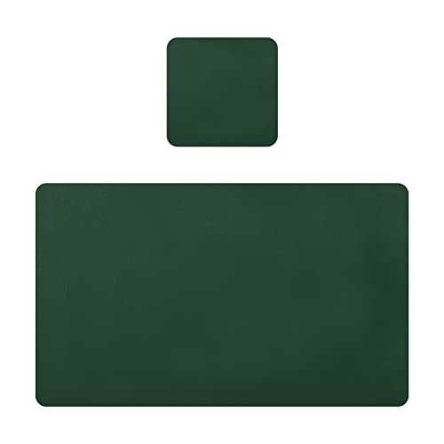 2 Pack Place Mats Coasters Set Plain Dark Green Bush Color Waterproof Placemats Faux Leather Dining Table Mat Heat-Resistant Placemat Drink Coaster For Dinner/Kitchen/Party/Restaurant #TOP1