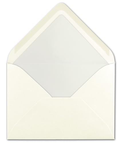 50 Briefumschläge Natur-Weiß - DIN C6 - gefüttert mit weißem Seidenpapier - 90 g/m² - 11,4 x 16,2 cm - Nassklebung - NEUSER PAPIER