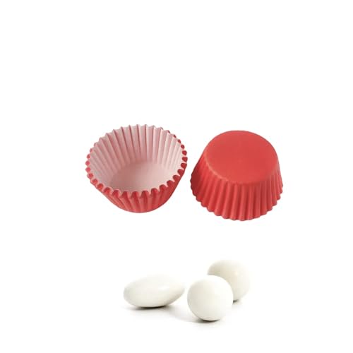 200 pezzi mini pirottini per Confetti e Macaron 2.5cm diametro sotto vari colori in carta pergamena (Rosso)