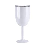 Antcher Stainless Steel Goblet Wine Glasses with Lid, 1 Pcs Double Wall Vacuum Insulated Cocktail Glass Wine Tumbler Cup Great for Red White Wine Gift, 300ml (White)