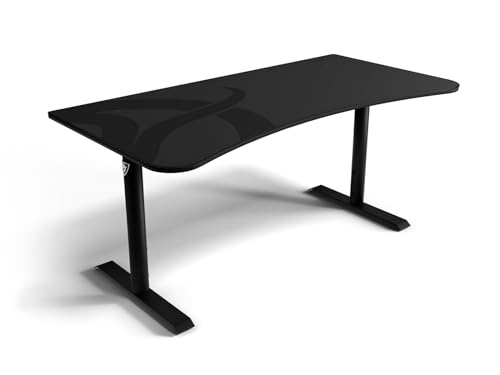 Image of Arozzi Arena Ultrawide Curved Gaming and Office Desk with Full Surface Water Resistant DeskMat Custom Monitor Mount Cable Management Cut Outs Under The Desk Cable Management Netting - Dark Grey