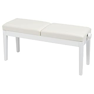 Classic Cantabile Banc de piano deux places blanc brillant - Les Beatles, Paul McCartney, John Lennon, RIngo Starr, George Harrison