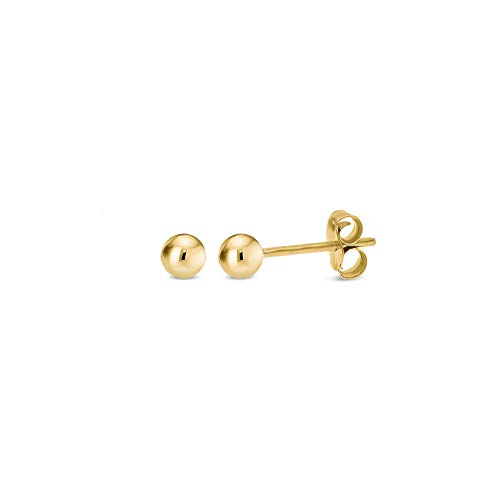 14K Yellow Gold Filled Round Ball Stud Earrings Pushback 3mm