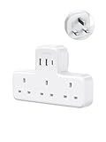 UGREEN 6-in-1 Plug Extension Socket 2990W Max 3 AC Outlets, with 3 USB Slots PD 30W USB-C Fast Charging, Compatible with iPhone 17/16, Galaxy S25/24, Suitable for Home/Office, White