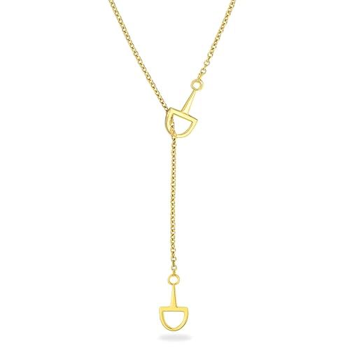 Minimalist Gold Horsebit Y Necklace, 18K Gold Plated Brass