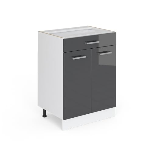 Vicco Frontale Cucina Antracite Lucido 59.2 X 70.8 Cm Frontale Del Mobile Per Mobile Base Con Cassetti - 5