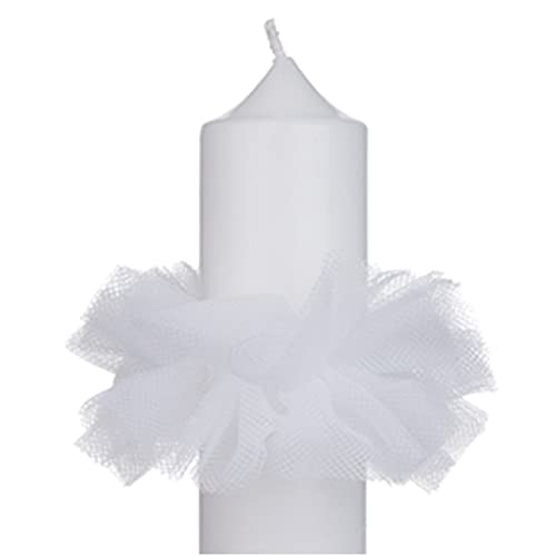 FRITZ COX Attrape-gouttes pour bougies Blanc | 4 cm | Communion, Baptême, Mariage (Tulle) | Sans Parfum