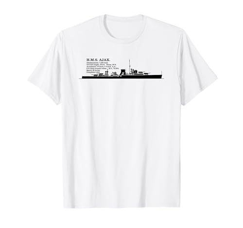 H.M.S. Ajax British WW2 Cruiser Ship Infographic T-Shirt