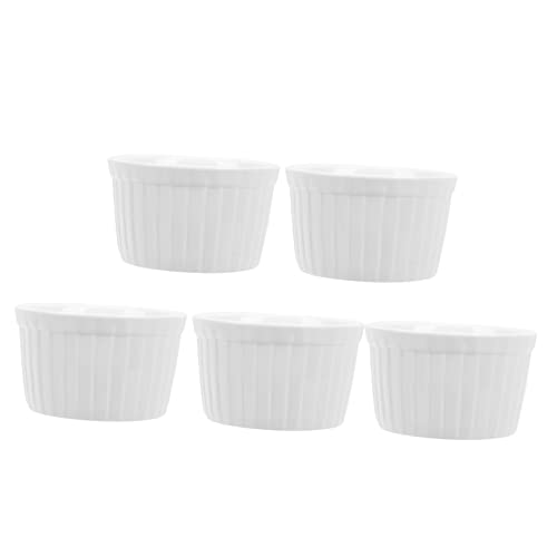 NAMOARLY 5pcs Pudding Bowl Cake Cup Porcelain Baking Bowls Pudding Baking Tools Condiment Cup Pudding Baking Bowls Custard Cups Fruit Container Baking Dishes for Oven White Ceramics