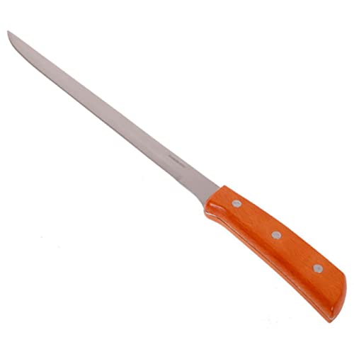 Acan Tradineur - Cuchillo jamonero con mango de madera y hoja de acero inoxidable de 24,5 cm, cuchillo para cortado de jamón, corte preciso, profesional - 37,5 cm