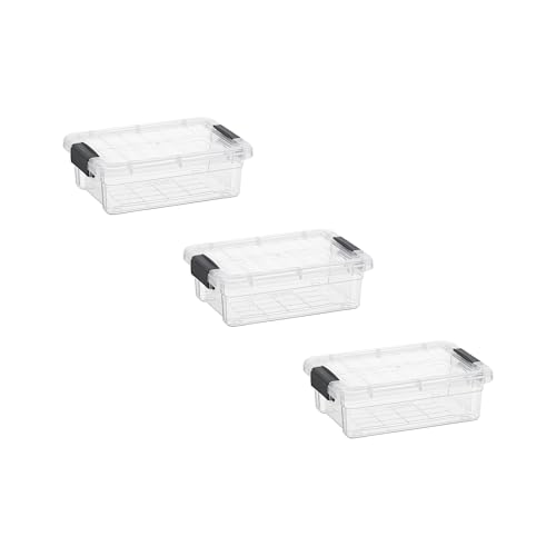 Image of Superio 0.7 Quart Mini Clear Plastic Storage Container with Lid, Stackable Small Organizer Box for Crayons, Art Supplies, Beads, Sewing, Stationery & Food Storage, 3 Pack