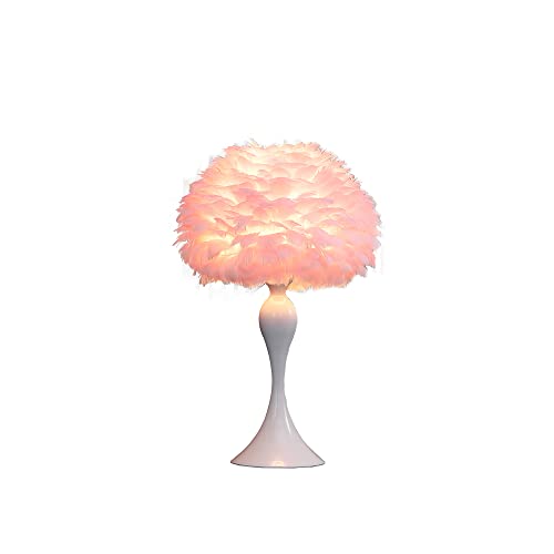 ORE HBL2662 Feather Aquina Crisp White Contour Glam Table Lamp, Soft Pink, 18.25" by ORE - Image 2