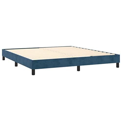 Boxspringbett mit Matratze Bett Doppelbett Bettgestell Polsterbett Bettrahmen Lattenrost Schlafzimmerbett Hotelbett Dunkelblau 180x200cm Samtsku3131037 – Bild 6