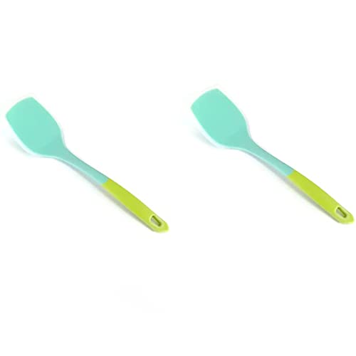 Image of Baskety Heat Resistant Silicone Cooking Turner Non-Stick Spatula Kitchen Utensils (Pack of 2, Green)