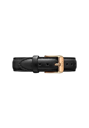 Daniel Wellington Petite Sheffield, Montre Noir/Or Rose Bracelet, 14 mm, Cuir, pour Femmes