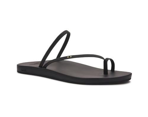 Sanuk Polly Ring Toe Ring Sandals for Women - Molded Footbed, Black, 10