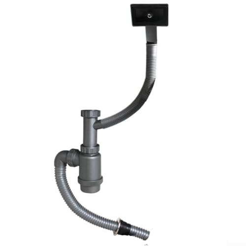 Tuyau de vidange d'évier avec protection contre les débordements et joint anti-fuite, convient pour les installations d'évier de cuisine, de salle de bain et de salon (carré)