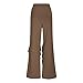 Women's Lace Goth Bell Bottom Pants Flare High Waisted Flared Leggings Lace Trim Casual Elastic Fashion Pants Brown XXL