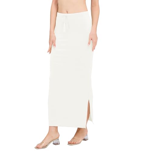 Image of DESI GIRL Satin Shimmer Stretchable Saree Shapewear Petticoat with Drawstring for Women | Mermaid fit Saree Petticoat with Side Slit for Easy Movement | Saree Shaper | Long inskirt