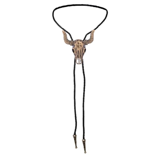 Image of GelConnie Bolo Ties for Men Women Western Cowboy Tie Mens Western Necklace Leather Necktie Gold Bolero Tie Cowboy Necklace