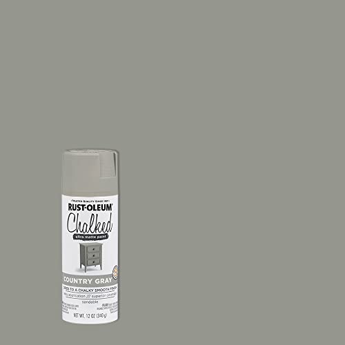 Image of Rust-Oleum Country Gray Chalked All-in-One Ultra Matte Spray Paint | One Coat Coverage | No Primer, Sanding, Or Topcoat Needed | Easy Spray Application | Made in USA | 12 OZ