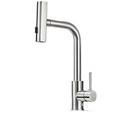 Faucet Gunmetal Grey Pull-out Kitchen Sink Faucet, Water Flow Spout, Stainless Steel, Hot And Cold Water Mixer, Deck Mounted Faucet(Brushed)