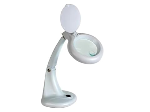 Velleman Lampa z lupą, oświetlenie 12 W, powiększenie 1,75x i 4x, szklana soczewka 90 mm, lampa stołowa do prac precyzyjnych, elektroniki, modelarstwa, czytania i hobby, biała