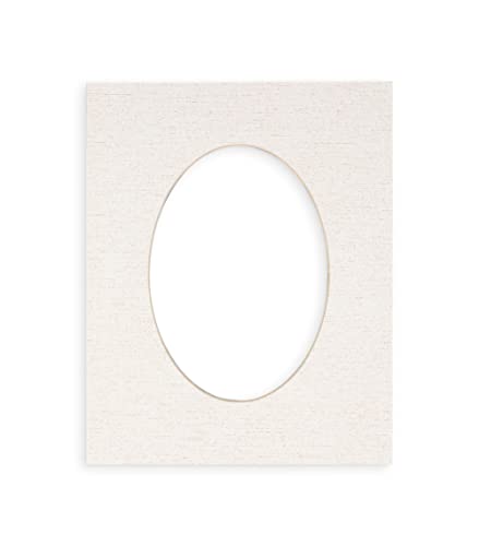20x24 Mat Bevel Cut for 16x22 Photos - Precut White Linen Canvas Oval Shaped Photo Mat Board Opening - Acid Free Matte to Protect Your Pictures - Bevel Cut for Family Photos, Pack of 1 Matboard