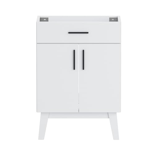 Chyanmoo Bathroom Vanity Without Sink, Vanity Combo with Two Soft Close Cabinet Doors, Modern Single Bathroom Cabinet Set with Metal Handles (White Without Sink, 24)