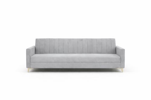 Image of Marvello 3+1+1 Fabric Sofa Set for Living Room | Soft Velvet Upholstery, Sturdy Wooden Frame | Stylish Sofa for Hall & Office Spaces (Light Grey)