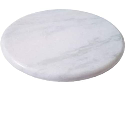 Image of Marble Roti Roller /Chakla /Rolling Pin Board /Roti Maker /Phulka Maker /Chapati Maker chakla /Marble Rolling Pin /Marble Belan for Kitchen. (Size:9INCH) (White..)