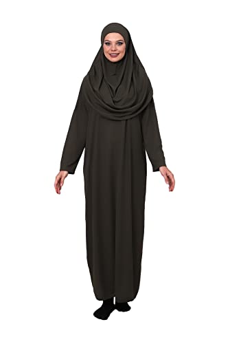 ihvan online Muslimische Kleider für Frauen, Einteiliges Langarm-islamisches Gebetskleid, Khaki, XXX-Large-6X-Large Cover