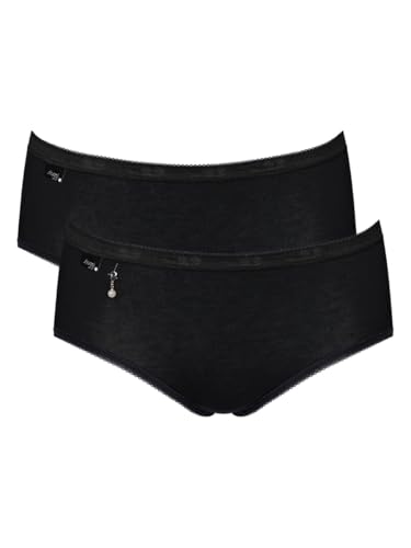 Sloggi Mujer Basic H Pearl Midi 2p Ropa Interior, Negro (Black), 44