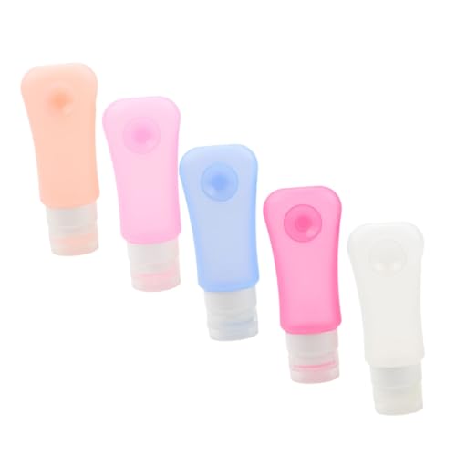 SMASOLO 5 pièces Flacons Silicone avec Ventouse pour Gel Nettoyant Récipients Maquillage Réutilisables Bouteilles Subpackaging pour Soins Peau Couleurs Aléatoires Couleur Aléatoire
