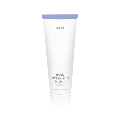 boep Med After Sun Loción para después del sol hidratante, sin fragancias, para pieles sensibles y muy secas, calmante con aloe vera, vegana y natural, 100 ml